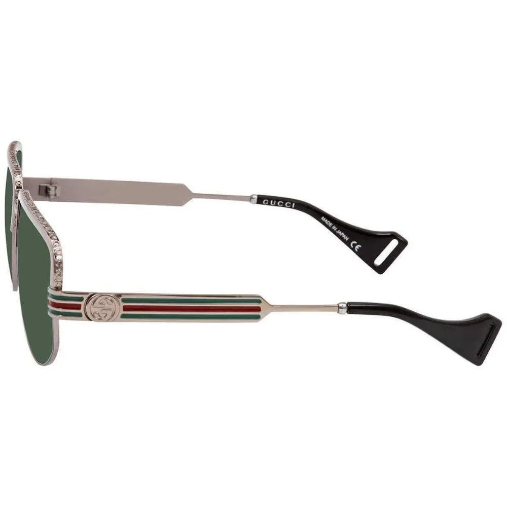 NEW Gucci Green and Silver Aviator Men's Sunglasses